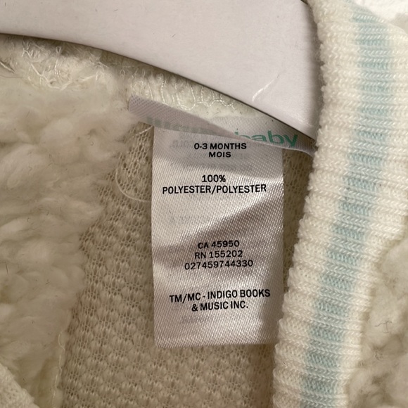 Indigo Baby white fuzzy sweater with baby blue detail - Picture 4 of 5